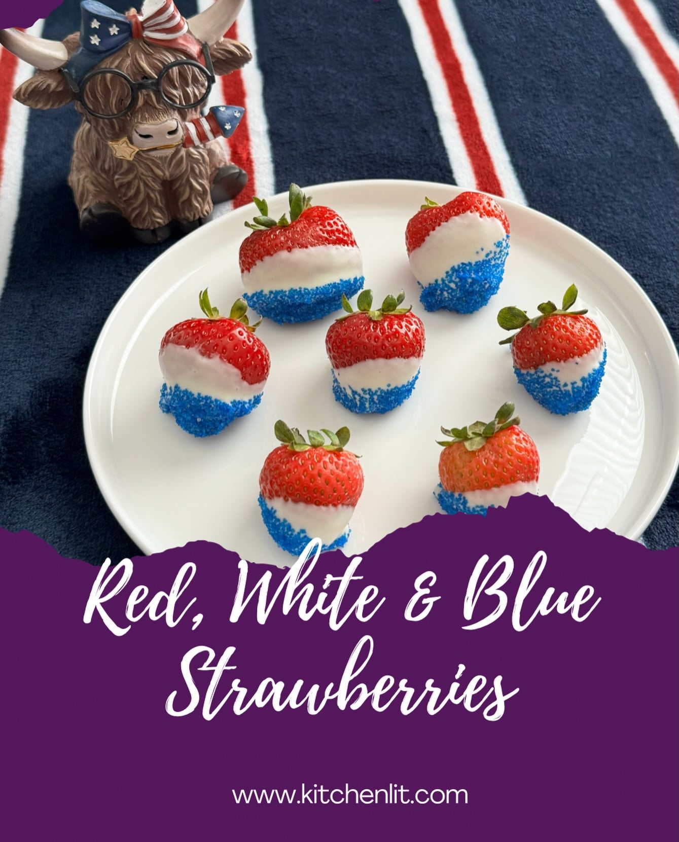 🍓🇺🇸Add a little red, white and blue to your 4th of July celebration with these sweet, refreshing, and perfectly patriotic strawberries! They're quick to make, fun to serve, and are always on of the first treats to disappear from the dessert table or your fridge. My only advice? Set a few aside for yourself before serving, because they tend to vanish fast! 

Comment red for the recipe to make these today. 

Welcome to @mykitchenlit! ✨ I’m a cookbook collector with 250+ titles and a love for cooking, baking, and foodie adventures. Here you’ll find honest reviews, curated recommendations, and kitchen inspiration for every level. 🍴 Let’s savor every recipe together!
 
 
#CookbookAddict #kitchenlit #4thofjulyfood #america250thanniversary