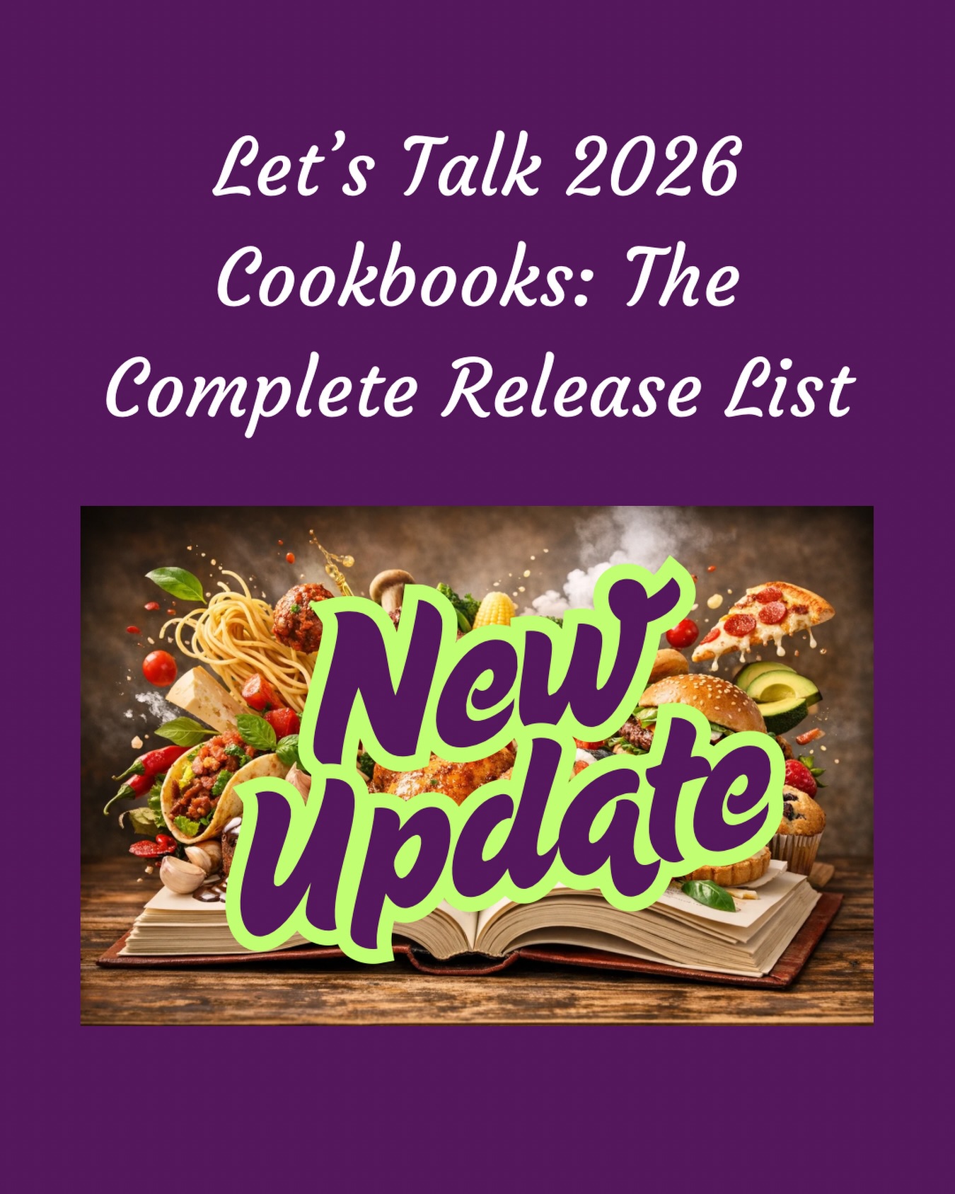 I'm back with another update to the 2026 cookbook list. There were just a handful of new ones announced for the end of the year. Make sure you check out what's coming out in the next few months as there are some great cookbooks on deck. Comment 2026 to see the full list. 

Oh, and don't worry, the 2027 list will be here soon!

Welcome to @mykitchenlit! ✨ I’m a cookbook collector with 250+ titles and a love for cooking, baking, and foodie adventures. Here you’ll find honest reviews, curated recommendations, and kitchen inspiration for every level. 🍴 Let’s savor every recipe together!

#kitchenlit #newreleases2026 #cookbookaddict #newcookbooks